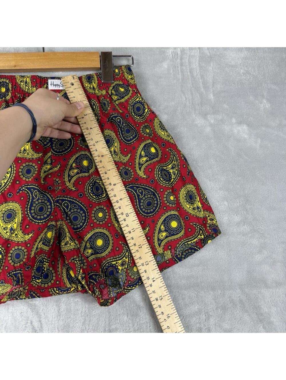 Happy Socks Paisley Shorts Boxers Red Yellow Pattern Cotton Size S Casual Lounge - Picture 4 of 8